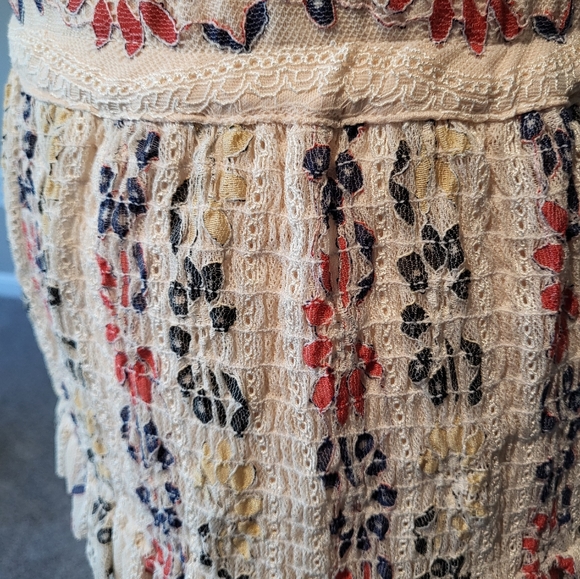 V. Cristina– Lt. Pastel, Orange, Blue, Peach/Natural Crochet Maxi Skirt (Size L) - Picture 15 of 15